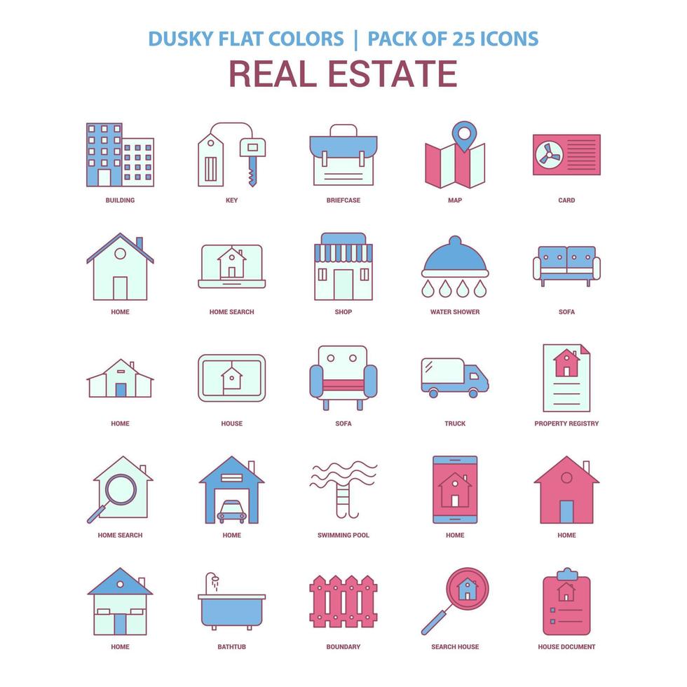 Real Estate icon Dusky Flat color Vintage 25 Icon Pack vector
