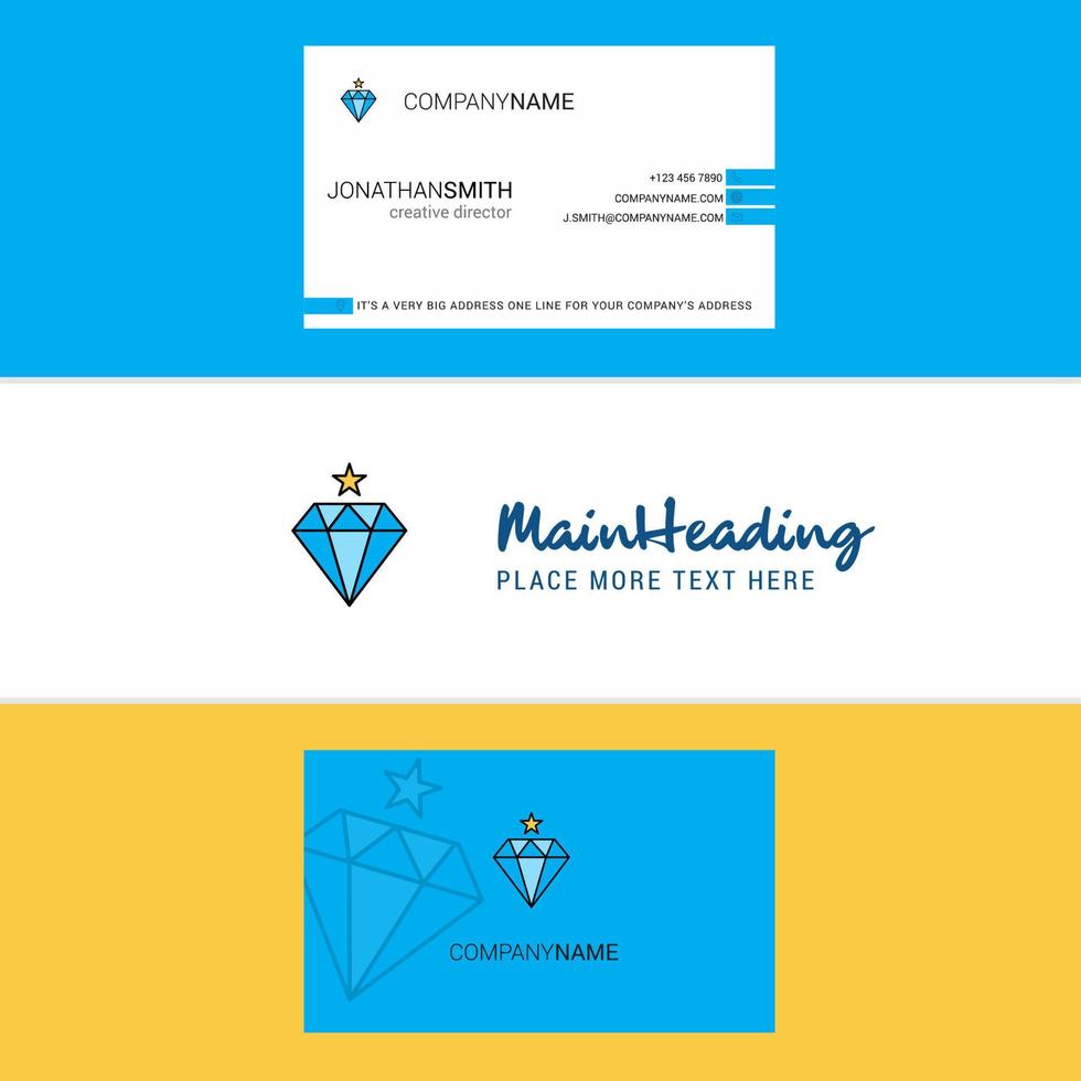 hermoso logotipo de diamante y vector de diseño vertical de tarjeta de visita