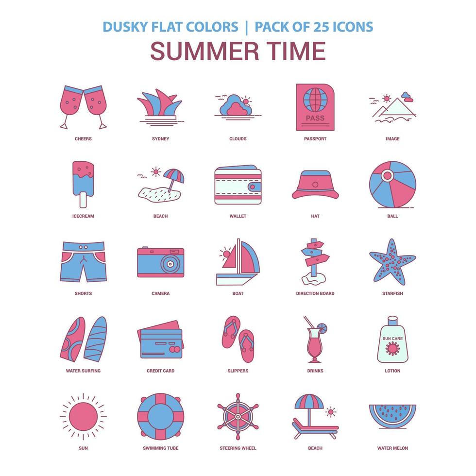 icono de horario de verano color plano oscuro paquete de iconos vintage 25 vector