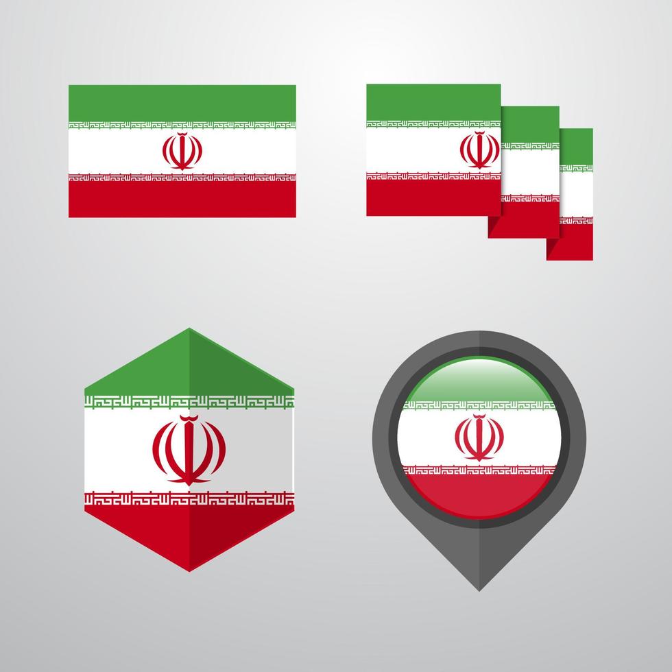 Iran flag design set vector