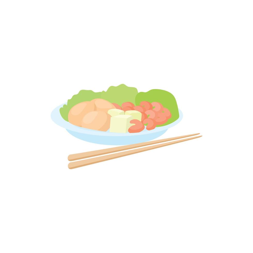 comida vietnamita tradicional con icono de palillos vector