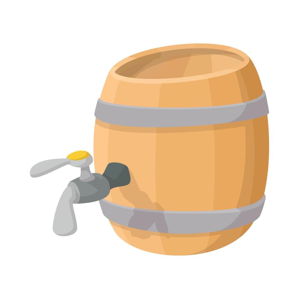 barril de cerveza de madera con un icono de dibujos animados de grifo vector