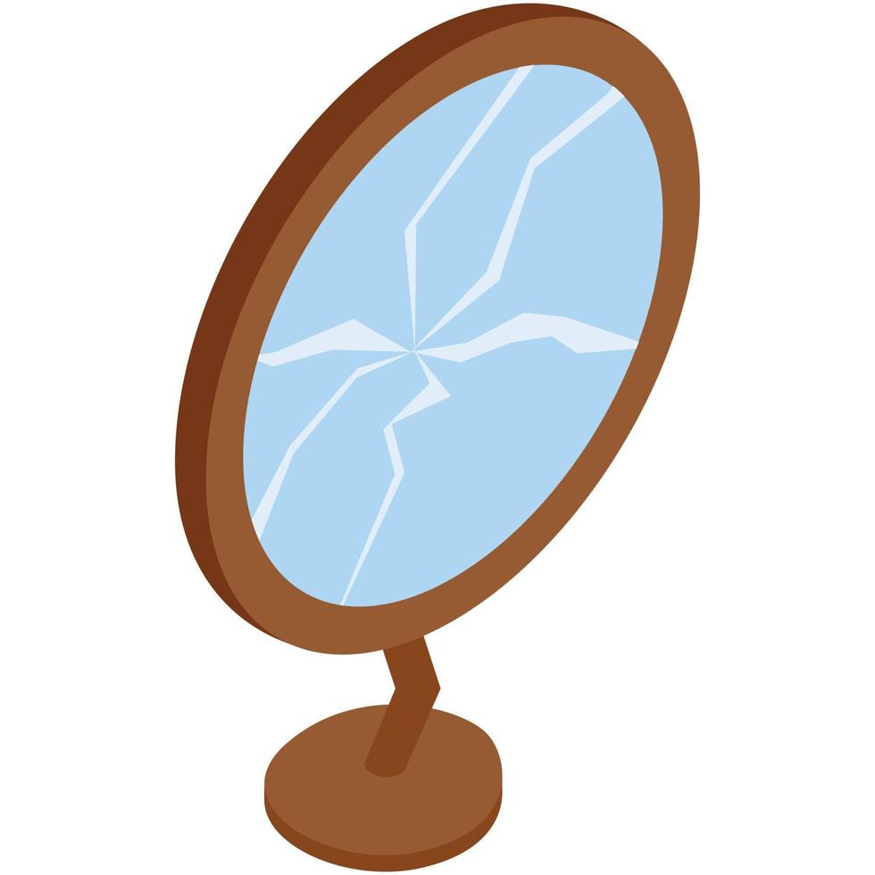 Broken mirror icon, isometric 3d style vector