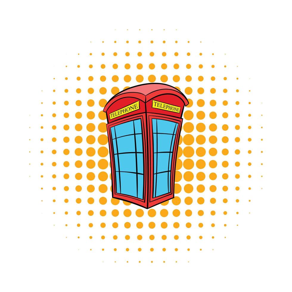British red phone booth icon, comics style vector