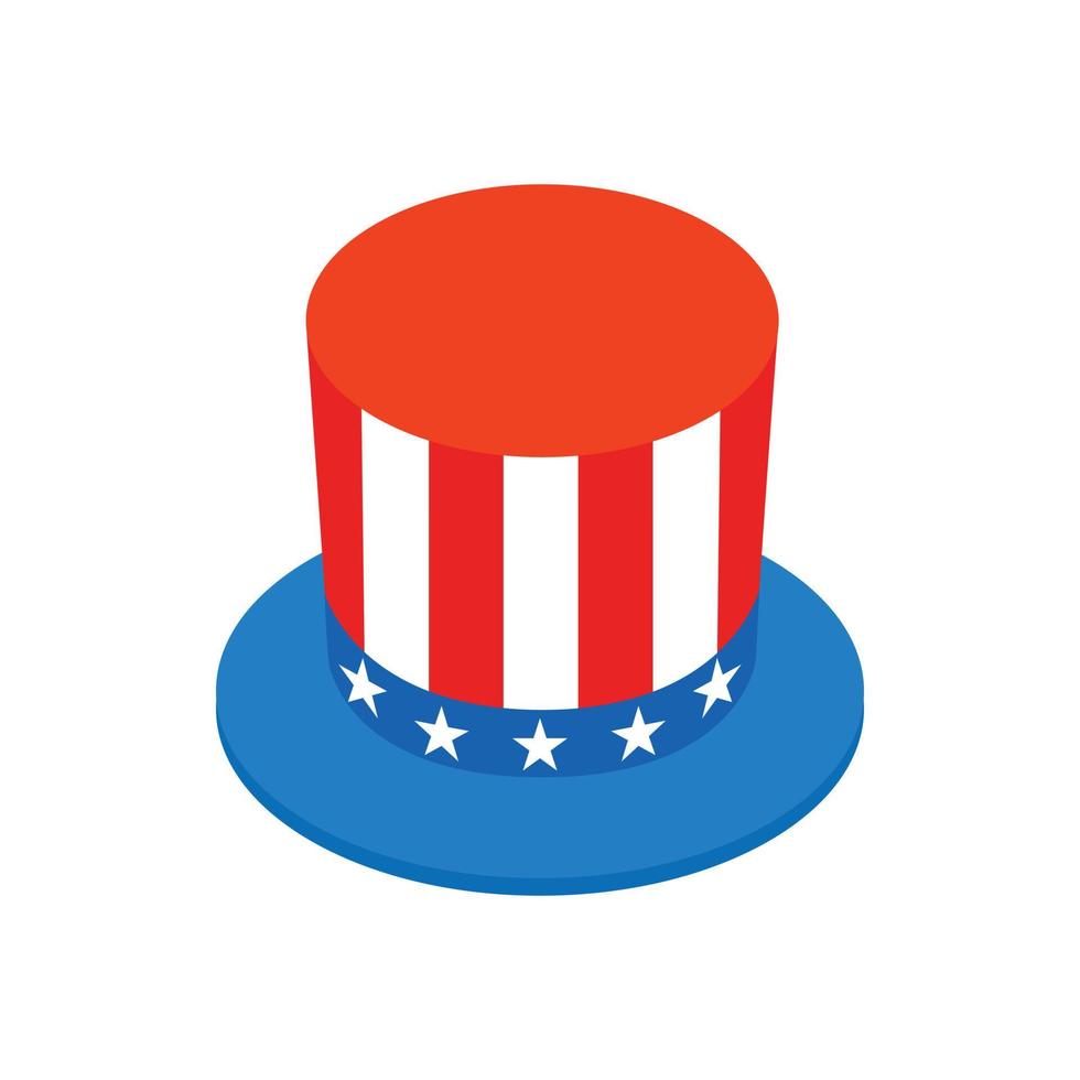 Hat in the USA flag colors isometric 3d icon vector