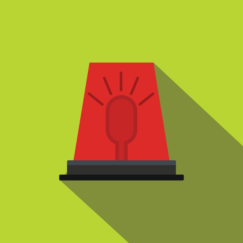 Siren red flashing emergency light flat icon vector