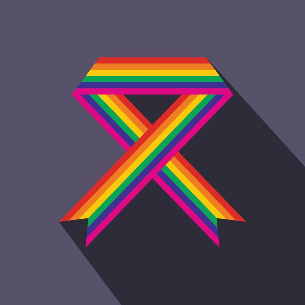 Rainbow ribbon flat icon vector