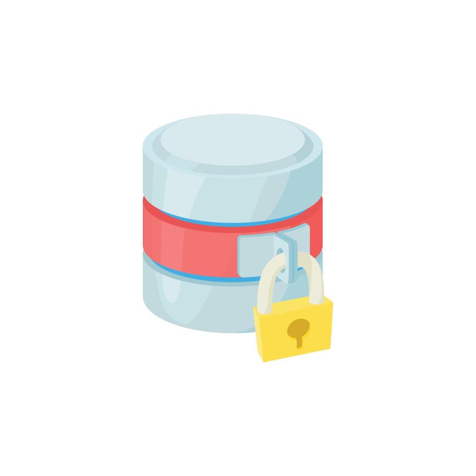 Secured database icon, cartoon style vector