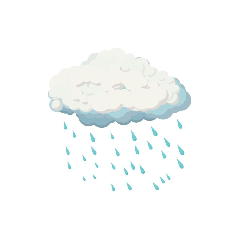 Cloud with rain drops icon, cartoon style vector