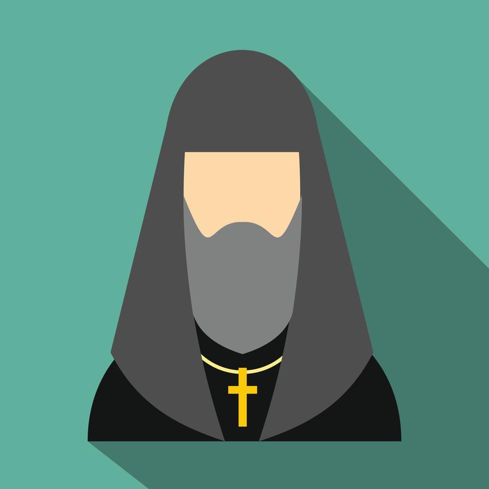 sacerdote ruso cristiano icono plano vector