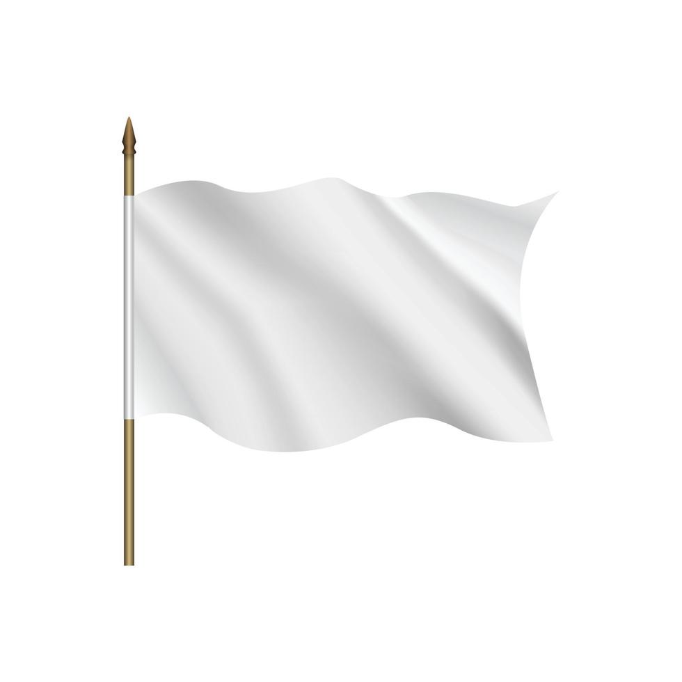 White flag waving on the wind vector