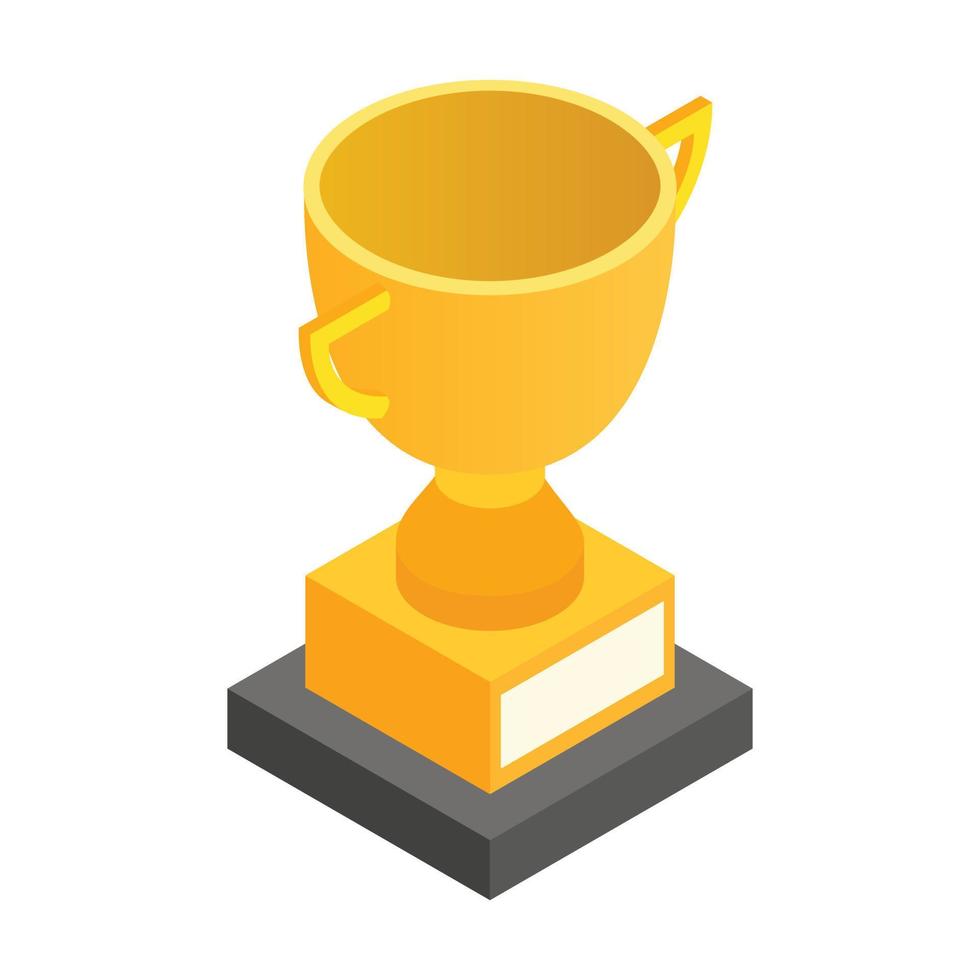 Golden trophy cup isometric 3d icon vector