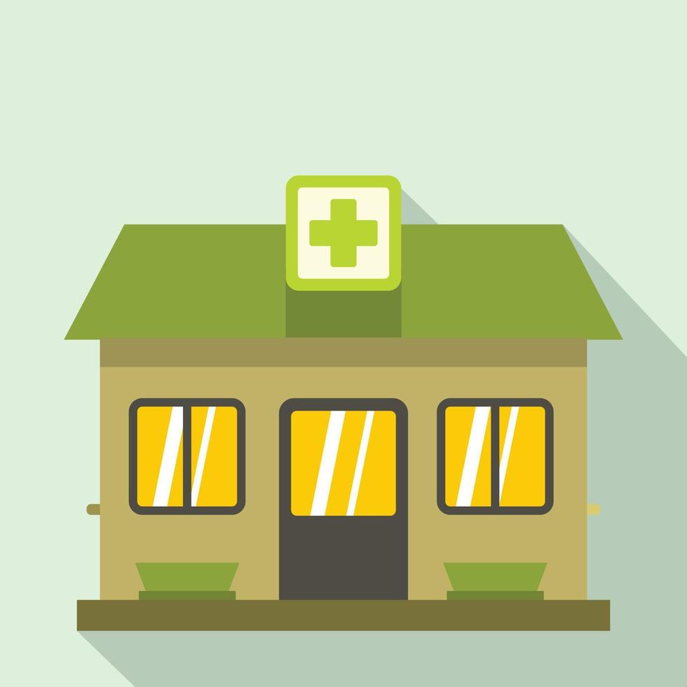 Hospital building icon, flat style vector