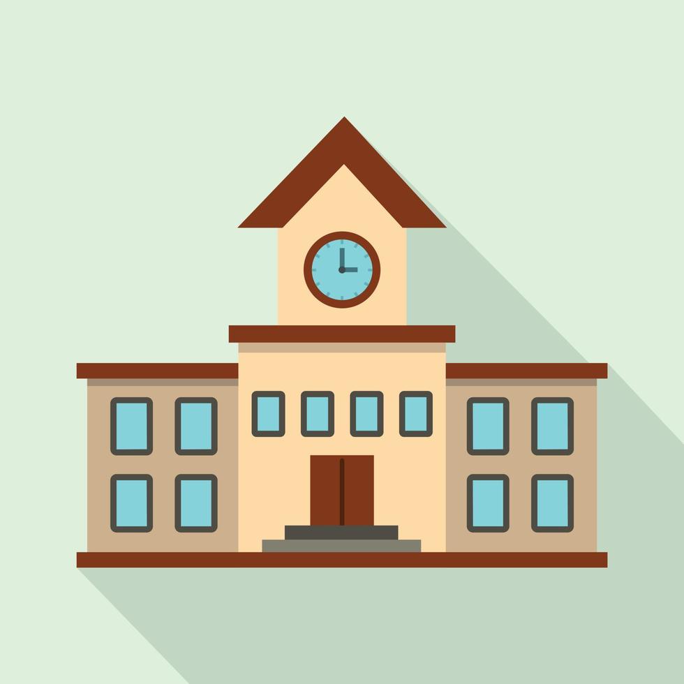 School building icon, flat style vector