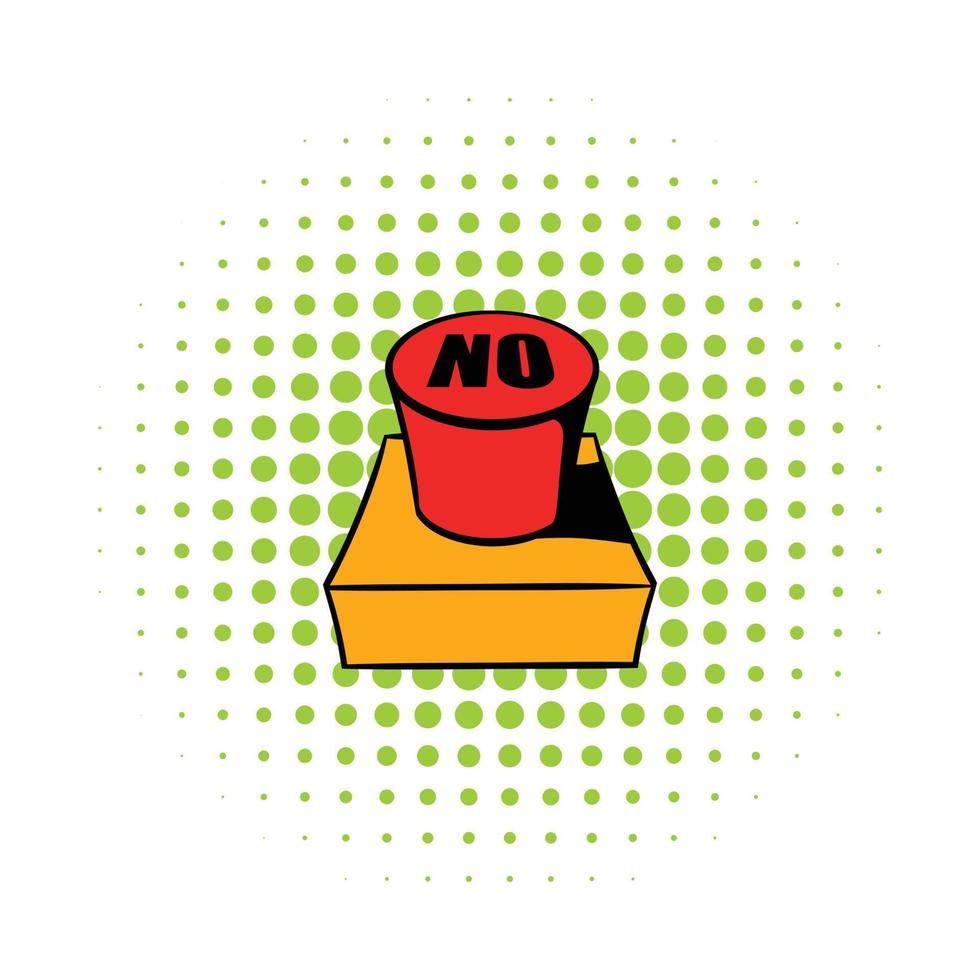 No red button icon, comics style vector