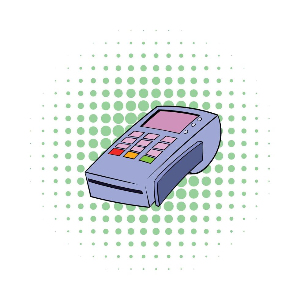 Terminal for credit card icon, comics style vector