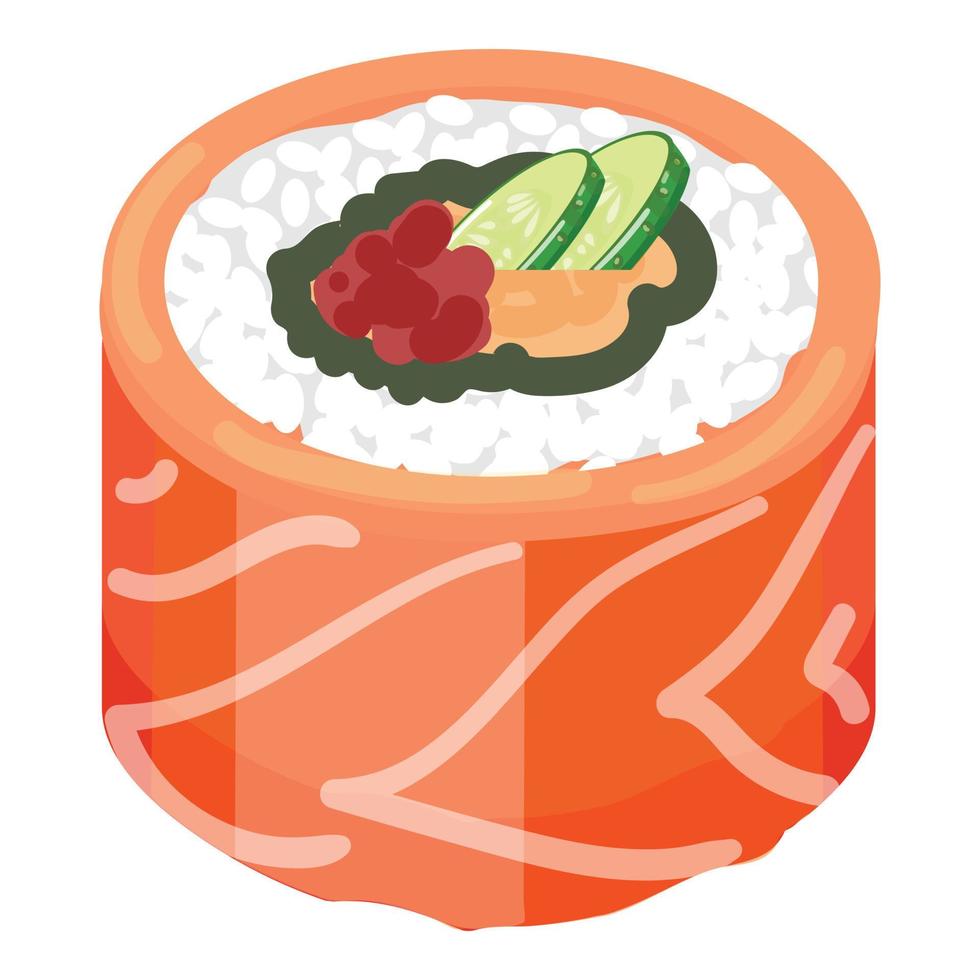 vector de dibujos animados de icono de rollo de sushi rojo. comida japonesa