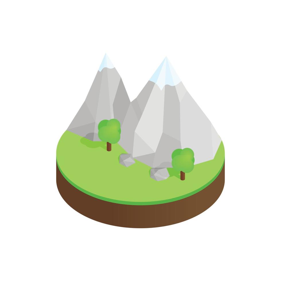 Mountains in the snow in green valley icon vector