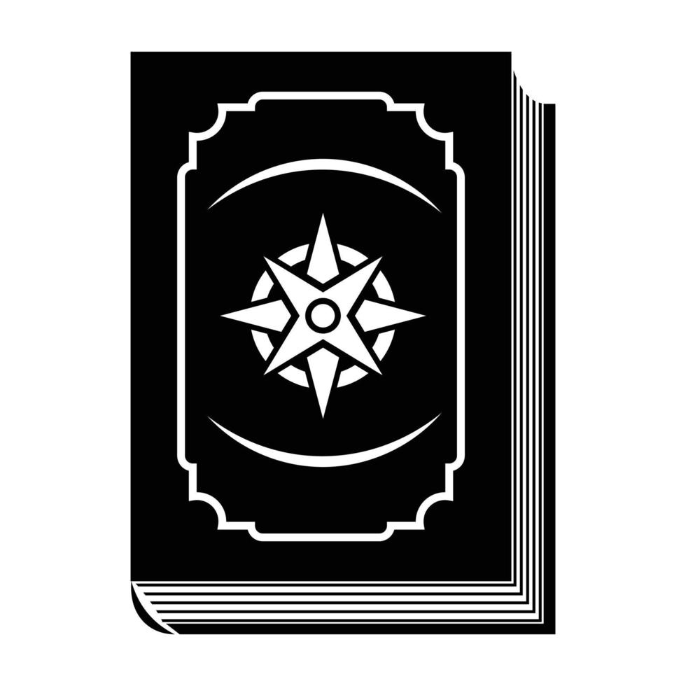 Book with eight-pointed star black simple icon vector