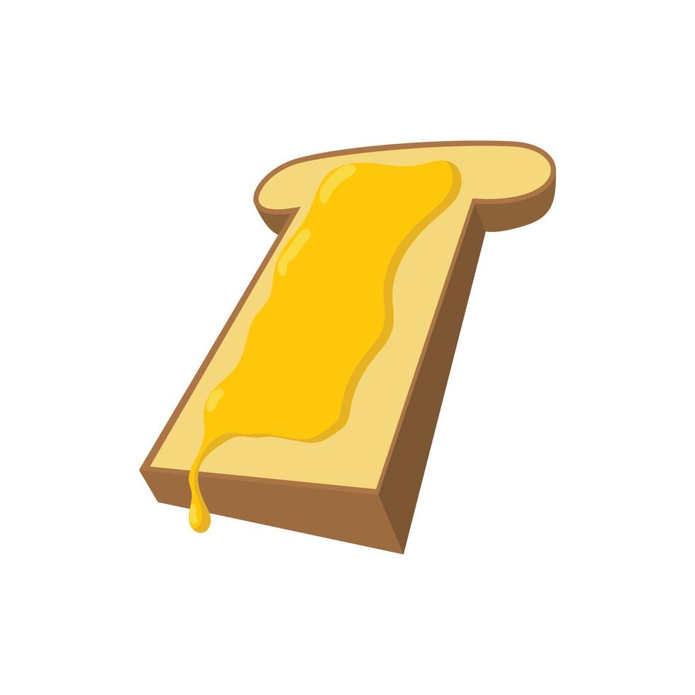 Slice of bread with honey cartoon icon vector