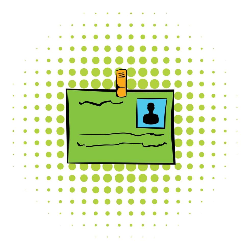 Identification card icon, comics style vector
