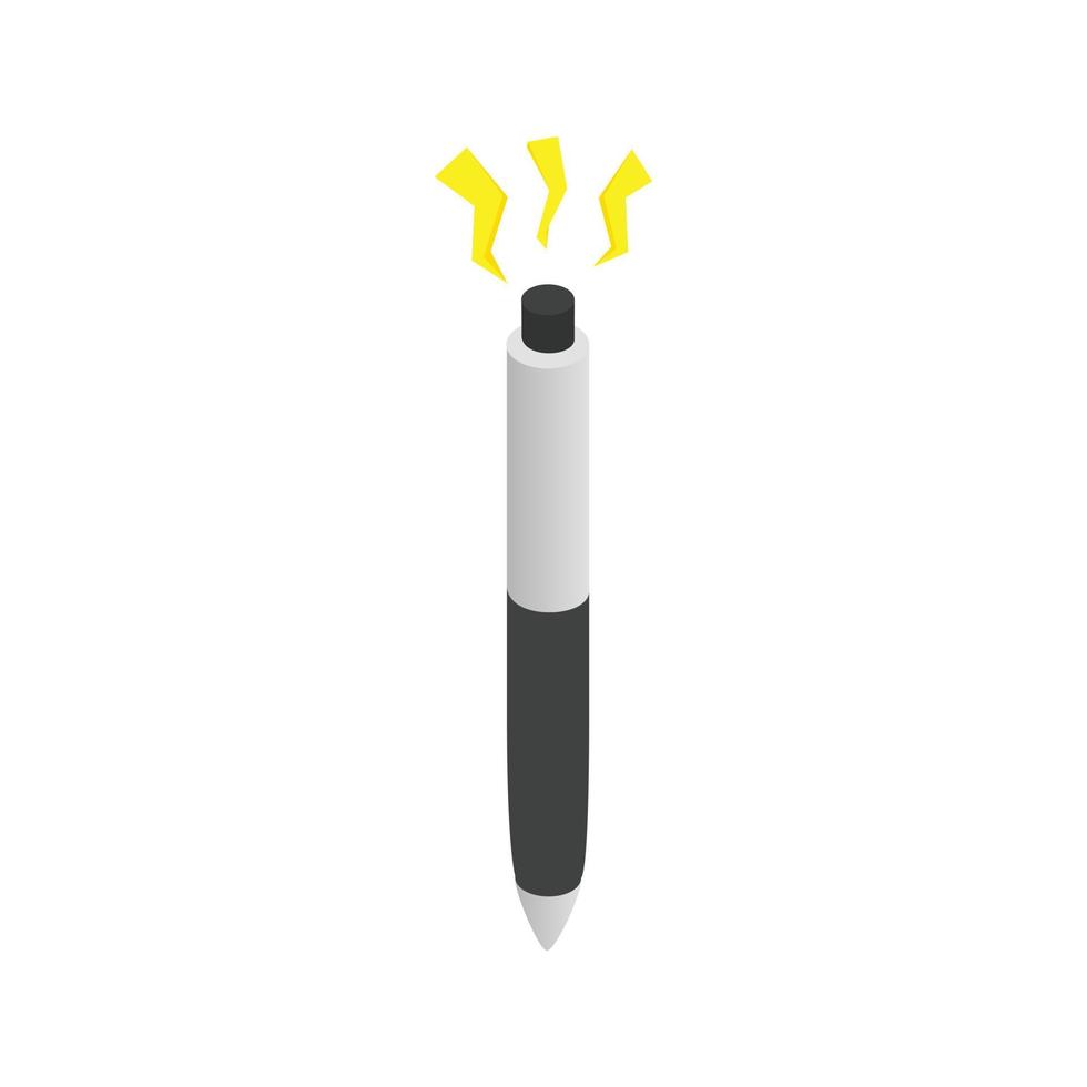 Pen with disappearing ink icon, isometric 3d style vector