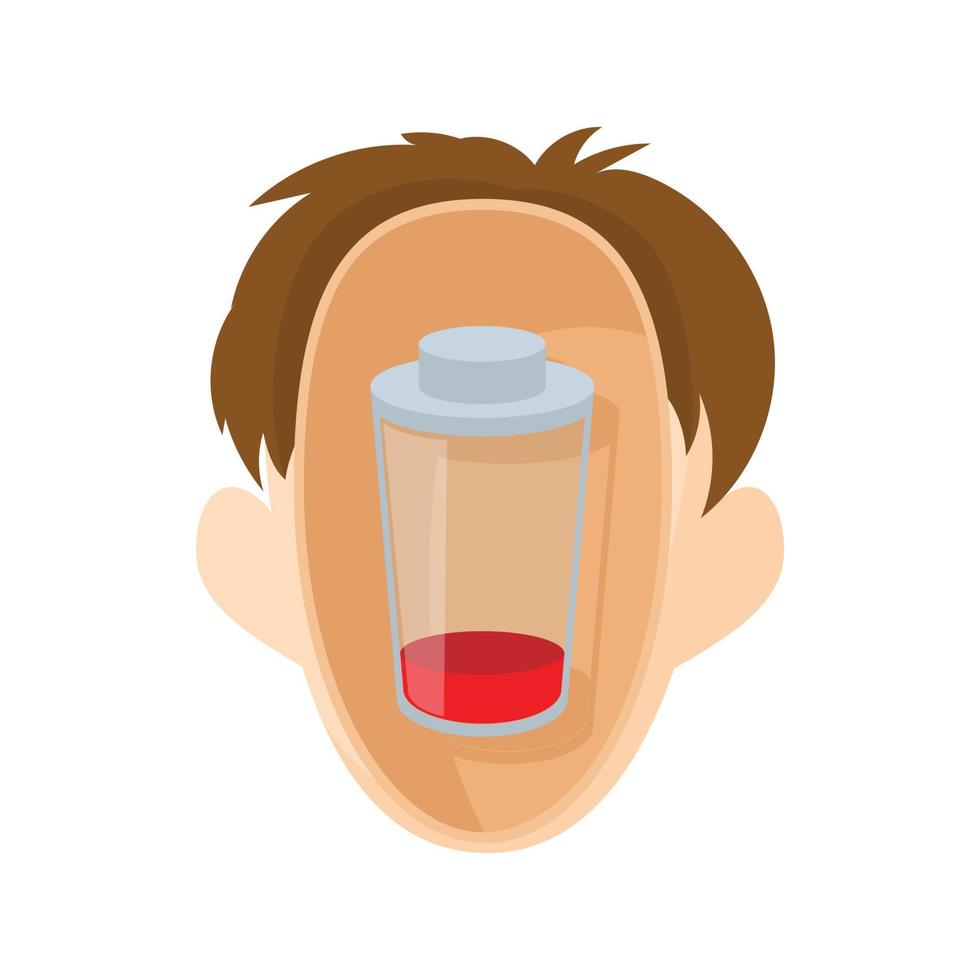 Head with glass icon, cartoon style vector