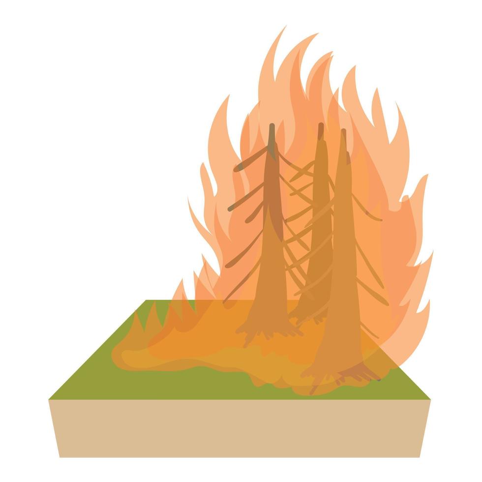 icono de incendio forestal, estilo de dibujos animados vector