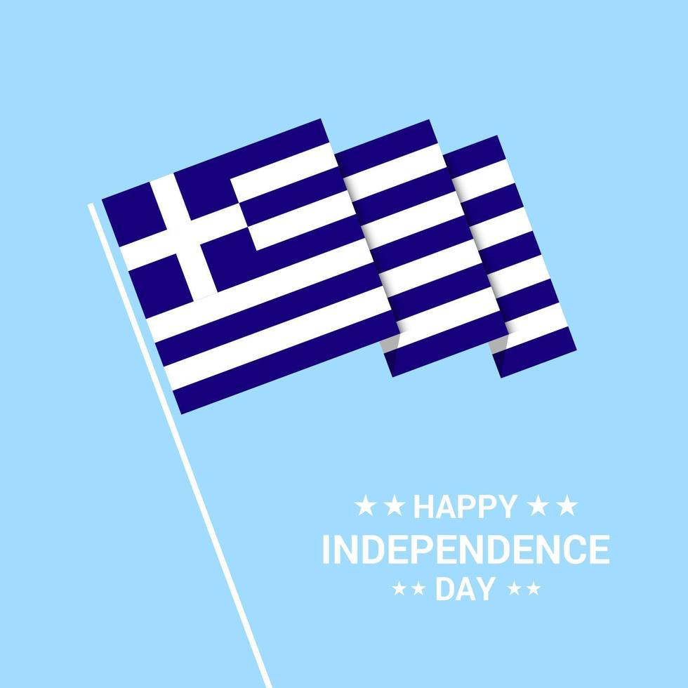 diseño tipográfico del día de la independencia de grecia con vector de bandera