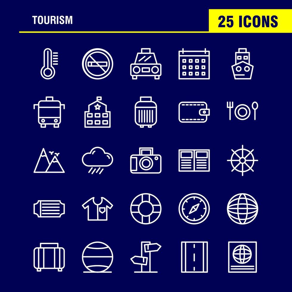 Tourism Line Icon Pack For Designers And Developers Icons Of Temperature Thermometer Weather No Smoking Tourism Travel Smoking Vector