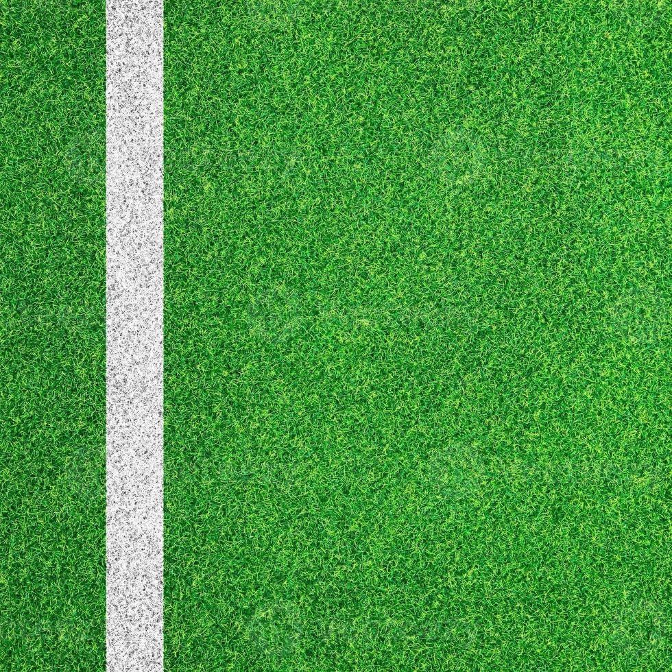 raya blanca en el campo de fútbol verde foto