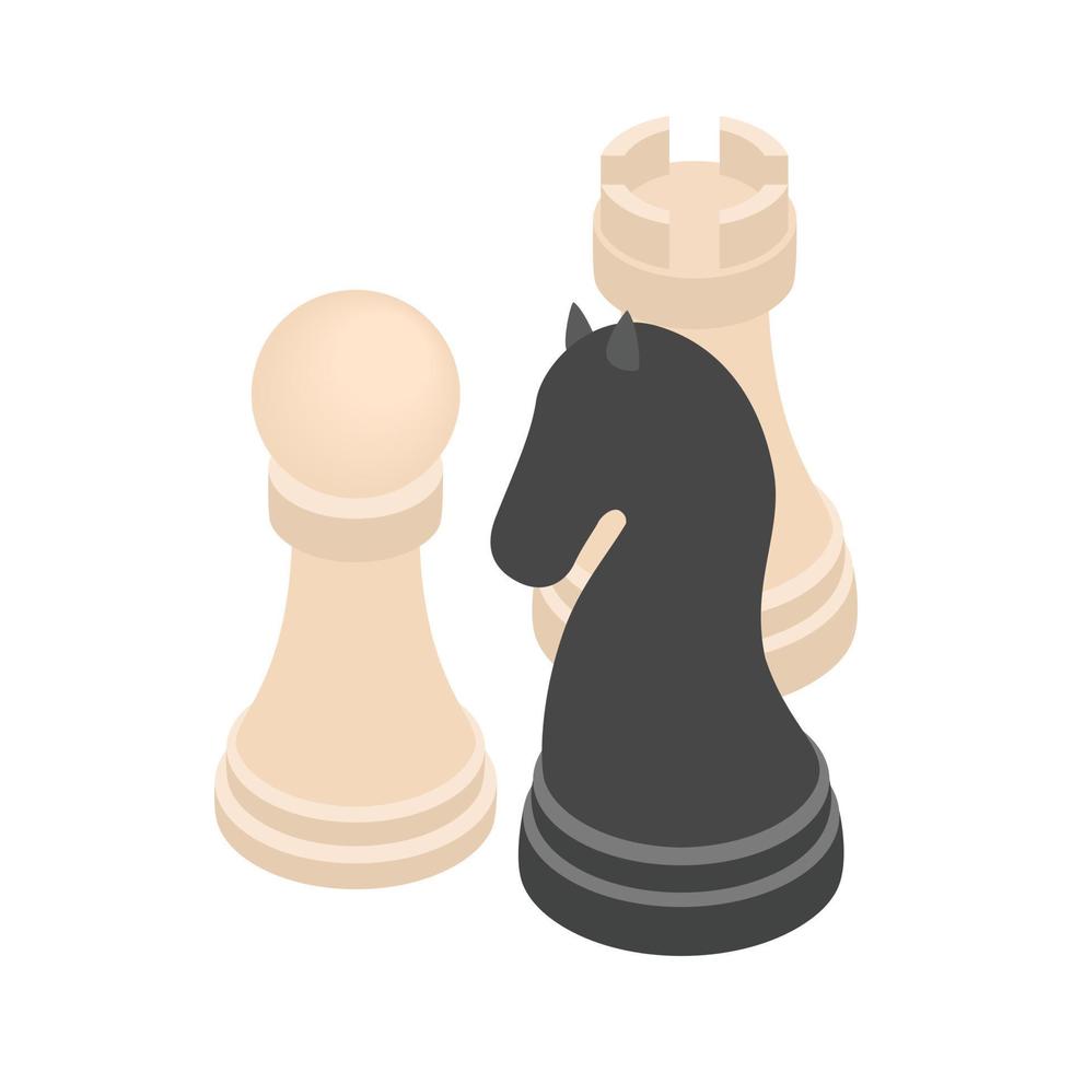 Chess figures icon, isometric 3d style vector