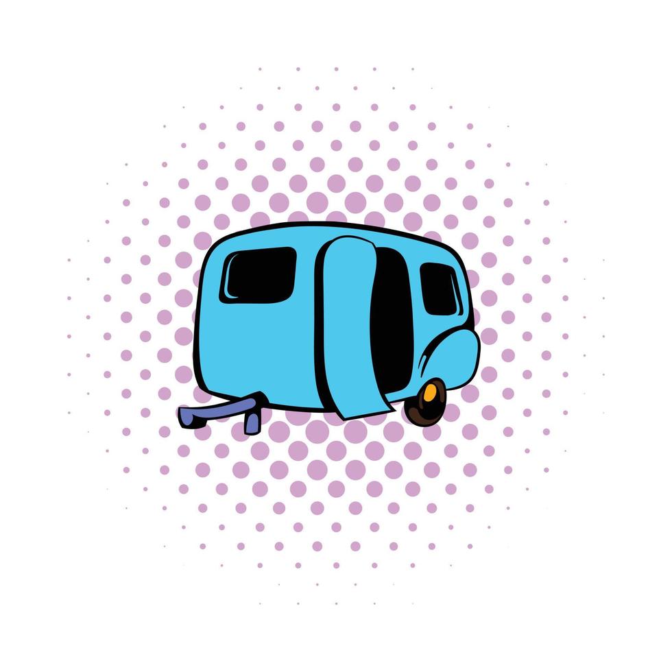 Camping trailer icon, comics style vector