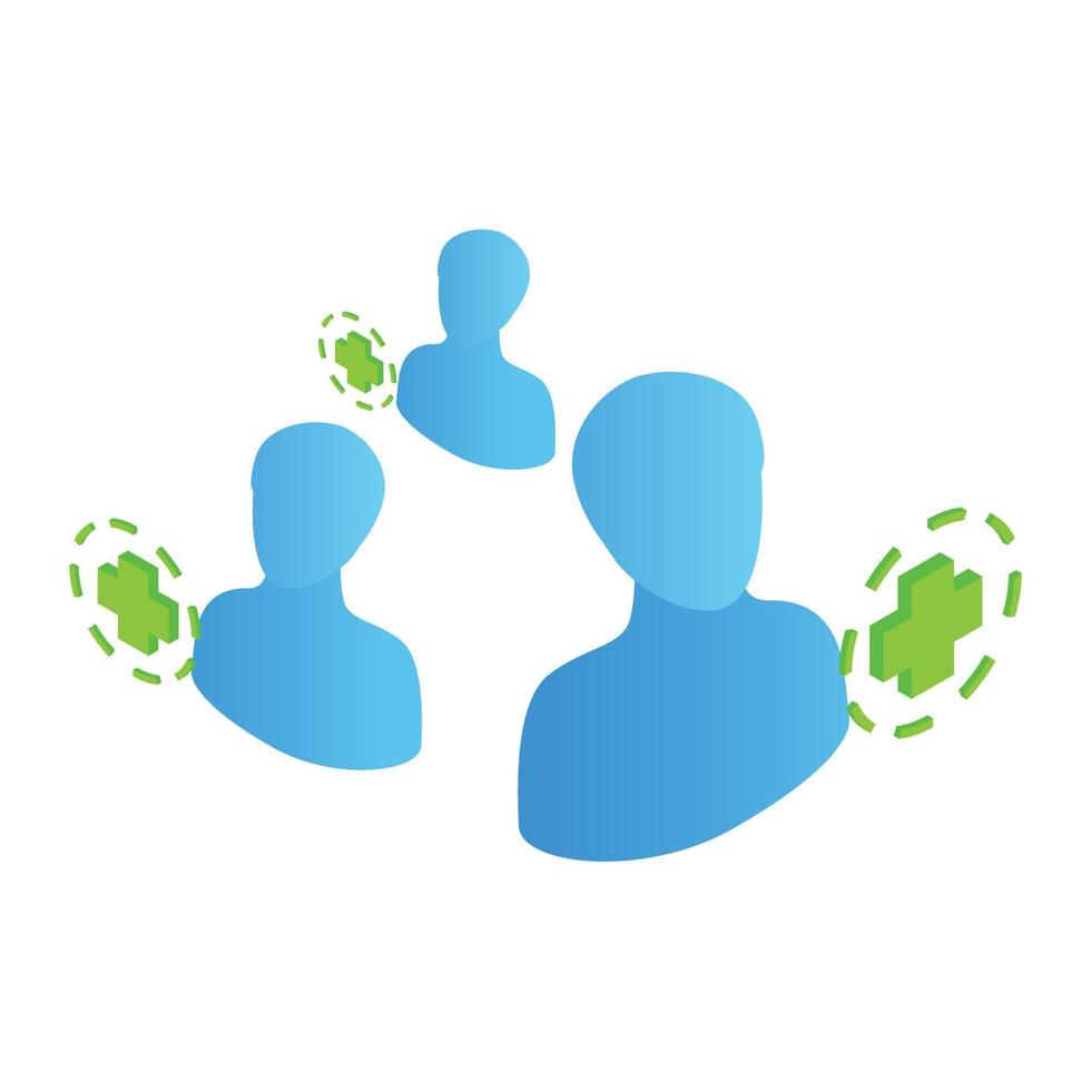 3 human symbols isometric icon vector