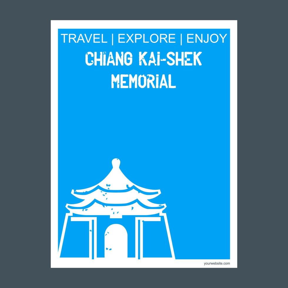 Chiang Kai Shek Memorial Taipei City Taiwan monument landmark brochure Flat style and typography vector