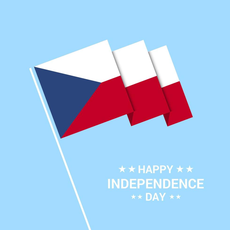 diseño tipográfico del día de la independencia de la república checa con vector de bandera