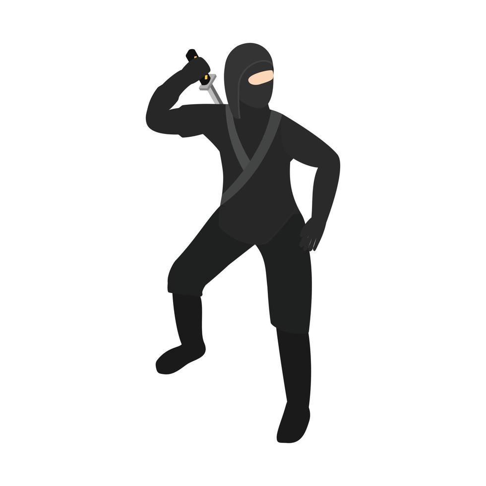 ninja con icono de espada, estilo isométrico 3d vector