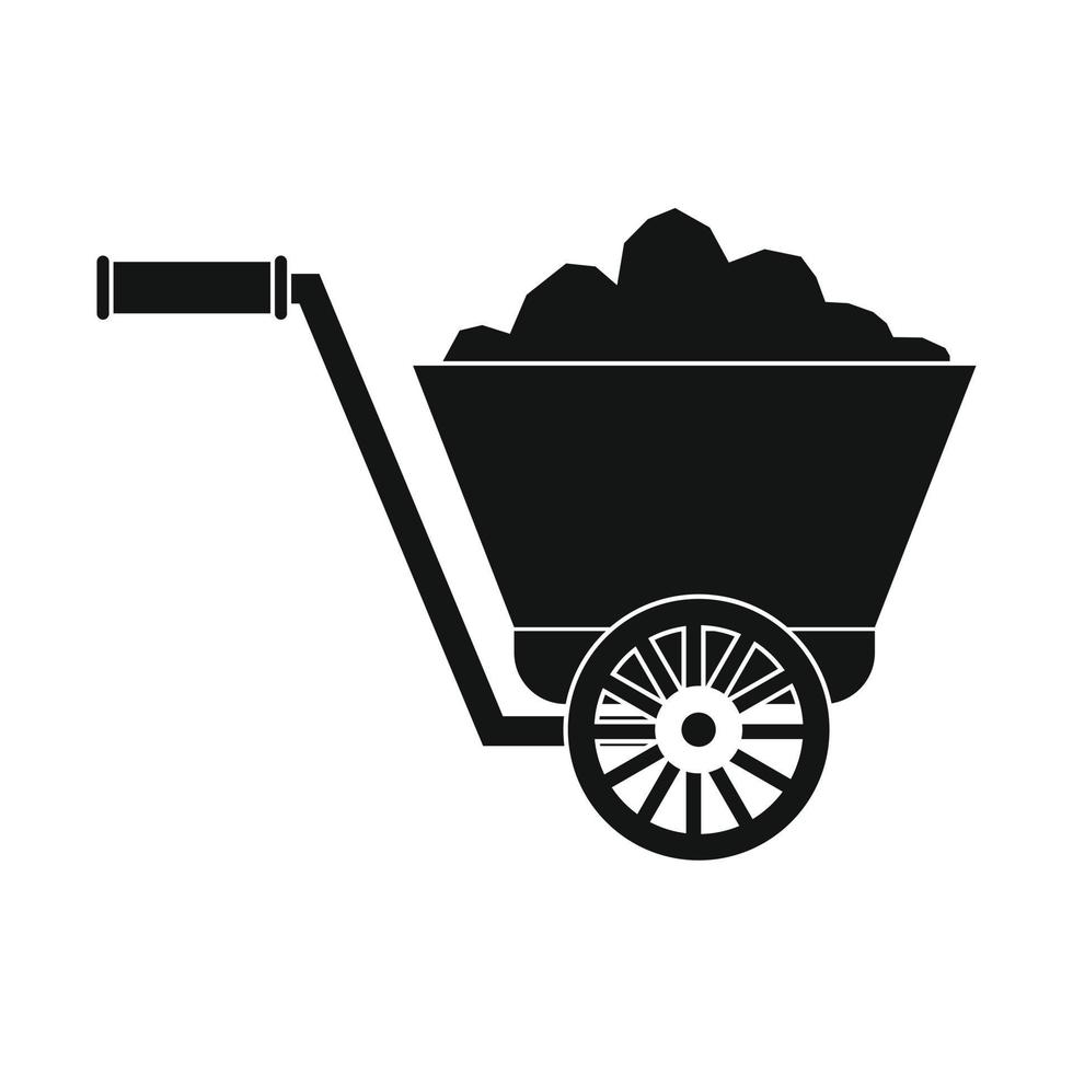 Trolley with ore black simple icon vector