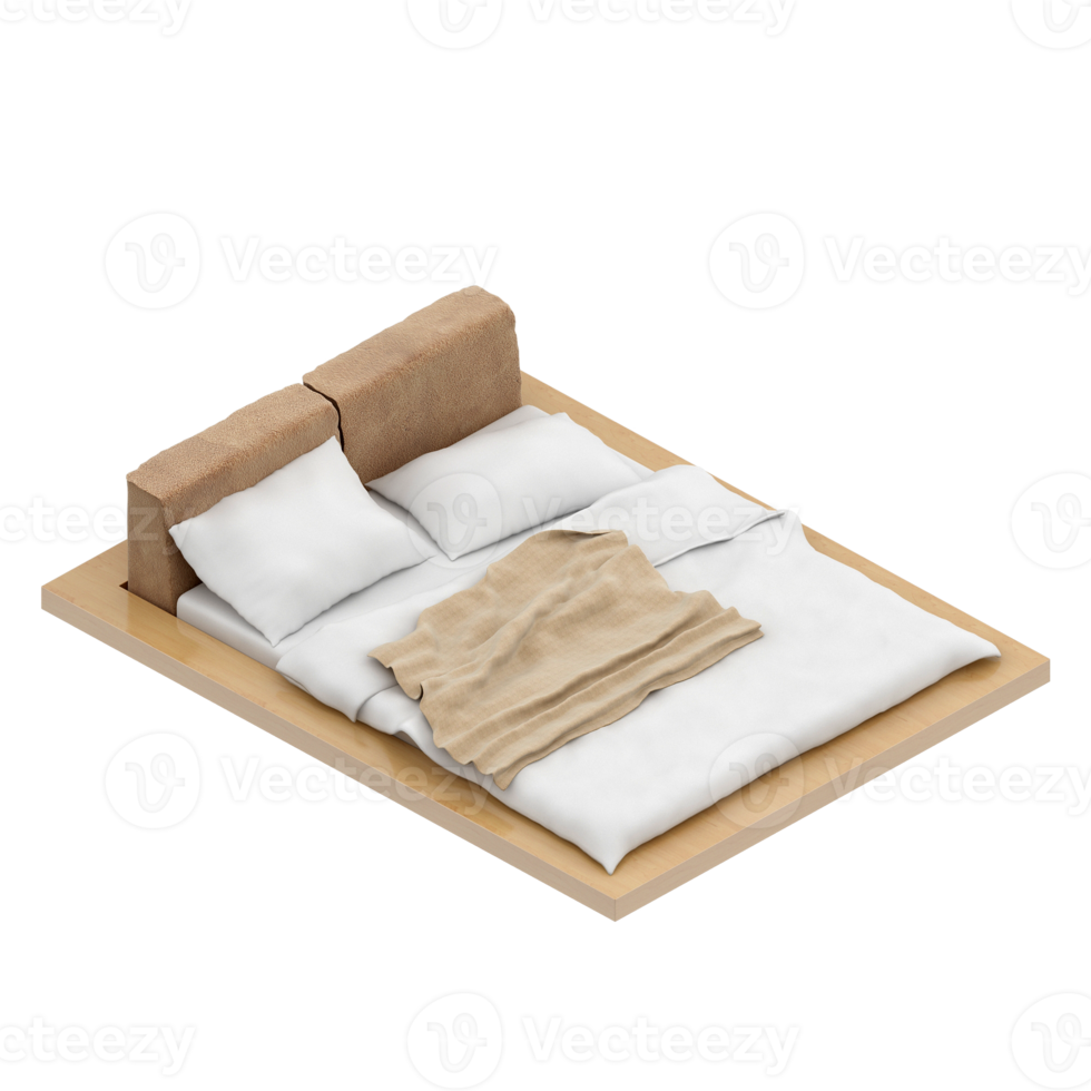 Isometric Bedroom 3D render png