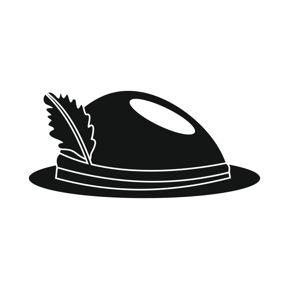 Hat with a feather icon vector