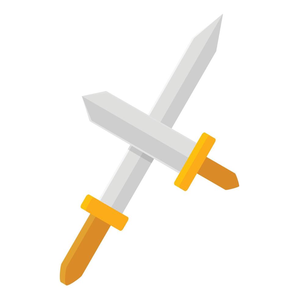 Two swords icon, isometric 3d style vector