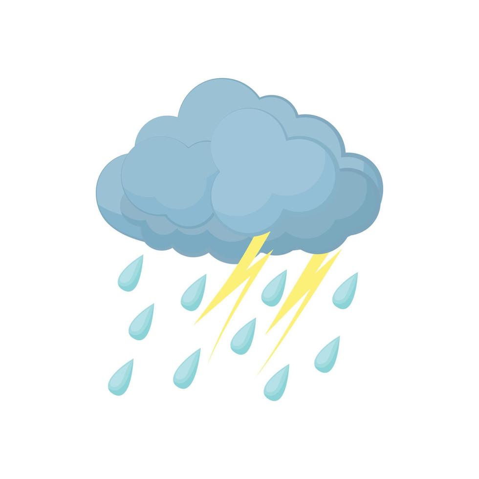 Thunderstorm cloud icon, cartoon style vector