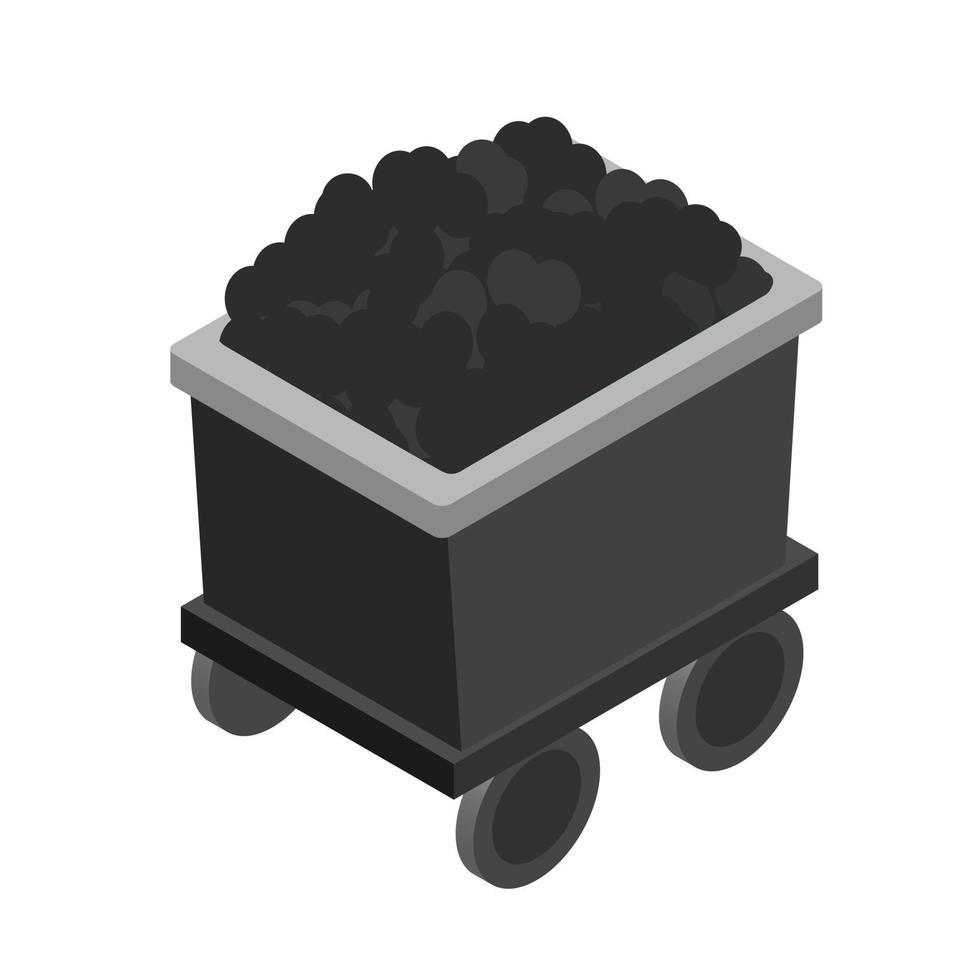 Trolley with coal 3d isometric icon vector