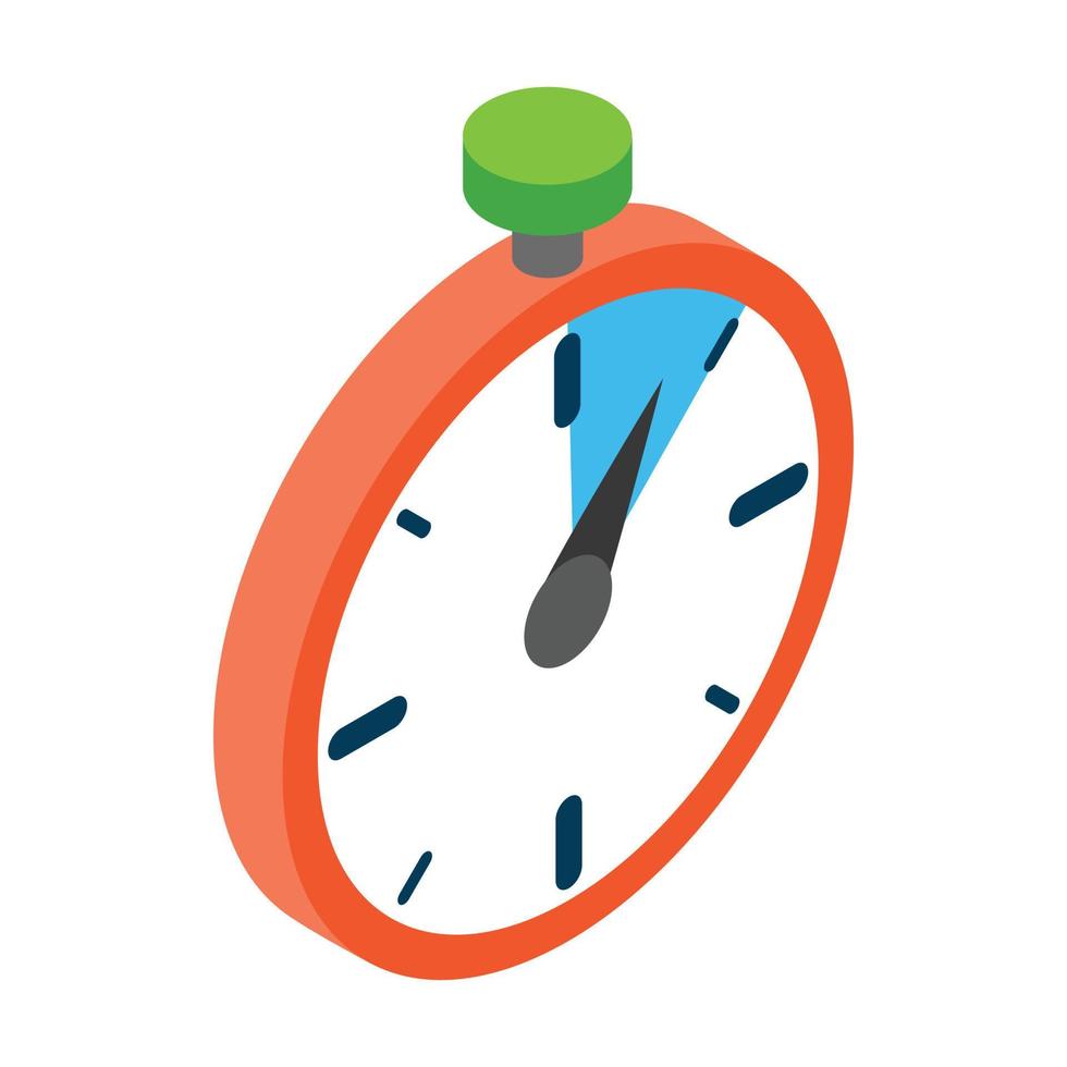 Stopwatch icon, isometric 3d style vector