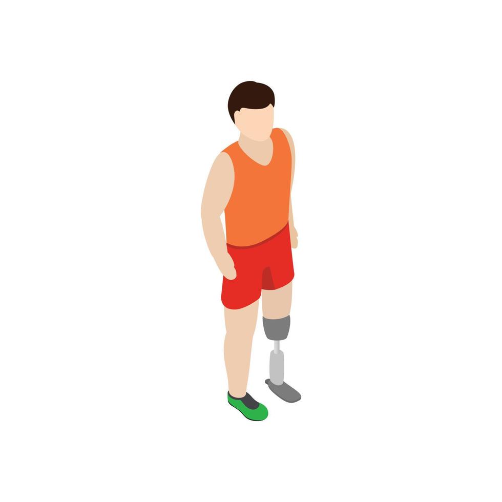 Man with prosthetic leg icon, isometric 3d style vector