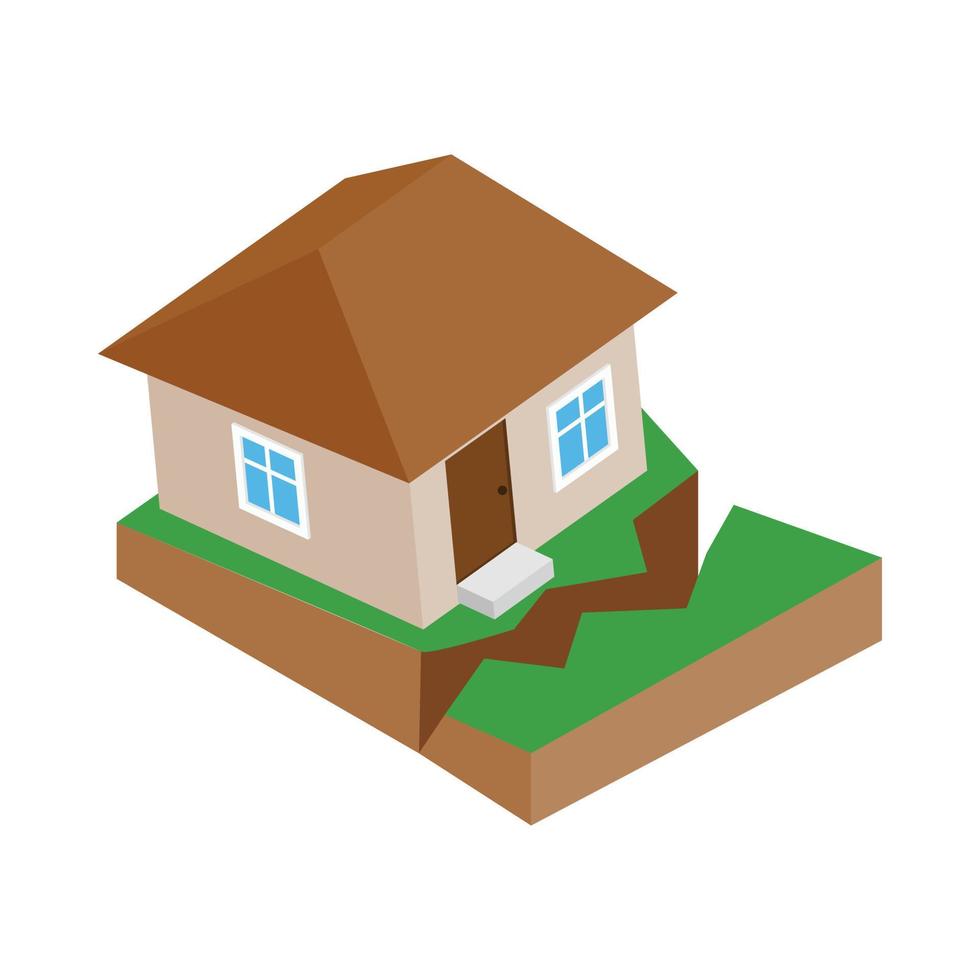 House with crack in the ground icon vector