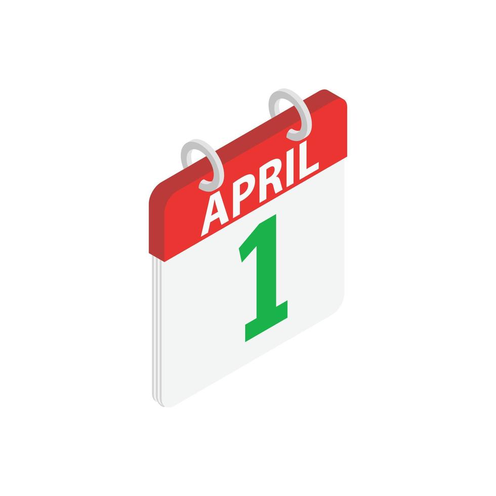 April 1, April Fools Day calendar icon vector
