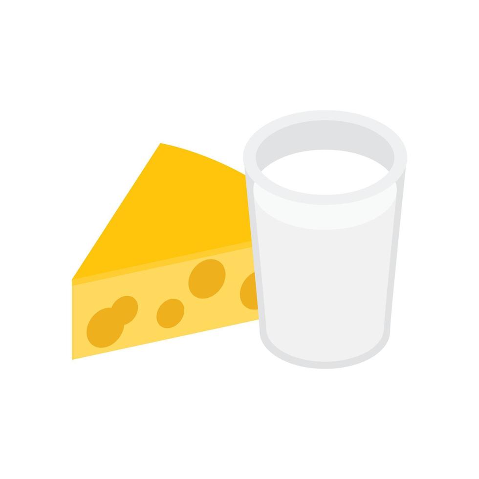 Cheese with milk isometric 3d icon vector