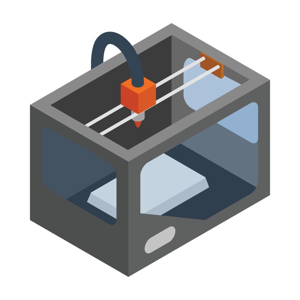 3d printer icon, isometric 3d style vector