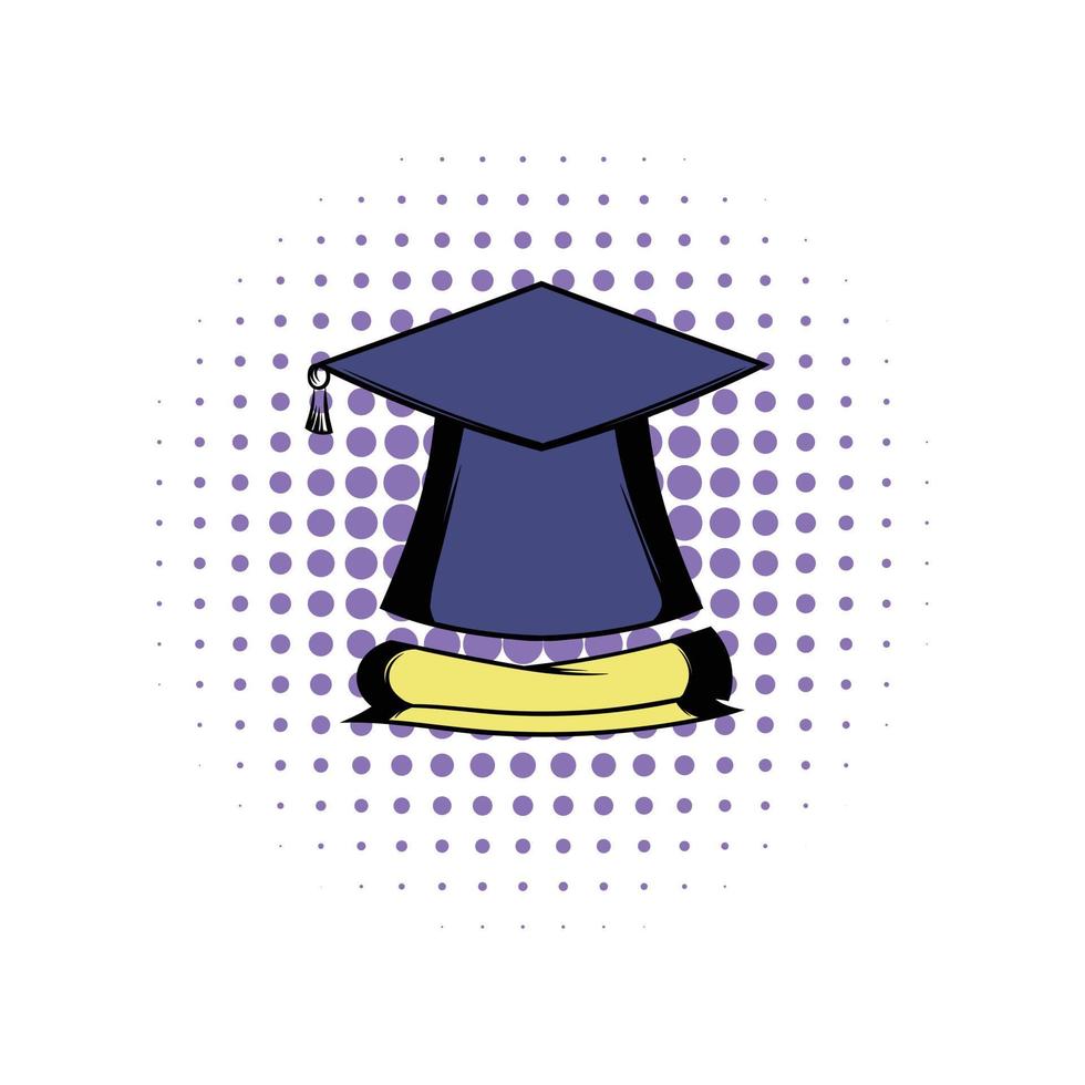 Graduation cap and diploma icon vector